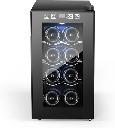 Mini enfriador de vino de 8 botellas, refrigerador de bebidas con enfriamiento rápido, gabinete de vino termoeléctrico bodega para mujeres, hombres,