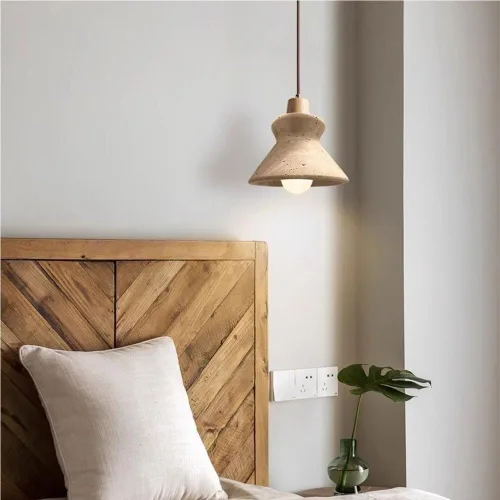Miniatura 5 de Kitchen Island Pendant Light Retro Yellow Cave Stone Hanging Lamp Mid Century Single Head Solid Wood Chandelier for Restaurant Bar Bedroom Club