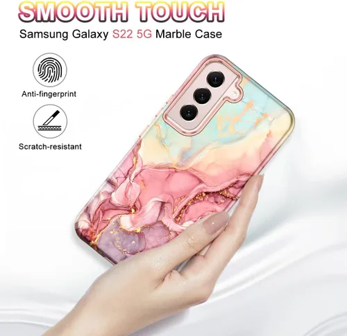Miniatura 6 de Btscase Funda para Samsung Galaxy S22 5G de 6.1 pulgadas, Patrón de Mármol 3 en 1 Resistente de Servicio Pesado Cuerpo Completo Robusto PC Duro +
