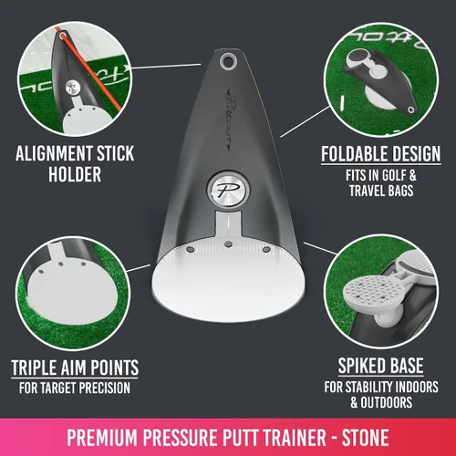 Miniatura 7 de PuttOUT Entrenador de putt de presión prémium: perfecciona tu putting de golf Piedra