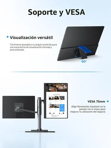 Miniatura 9 de UPERFECT Monitor portátil OLED con pantalla táctil de 14 pulgadas, 3K 2880 x 1800 120Hz Monitor portátil para juegos de 0.1 ms, 500 liendres