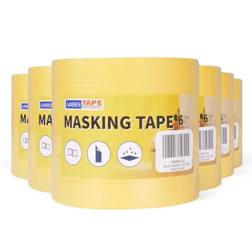 Miniatura 8 de ADHES - Cinta adhesiva amarilla para pintores, 0.7 pulgadas x 55 yardas x 6 rollos, cinta segura para pared sin residuos para pintura de pared