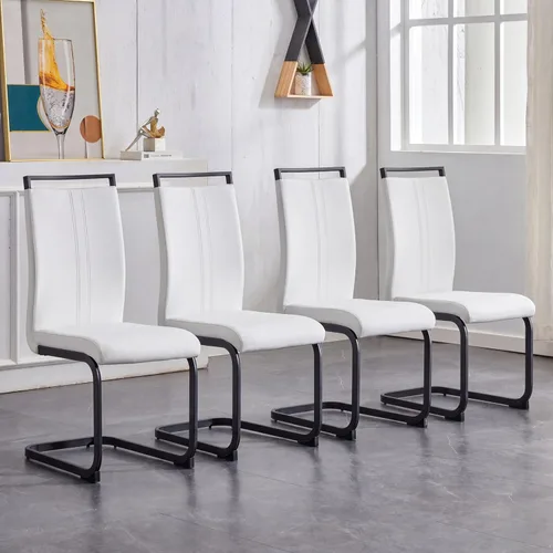 Miniatura 19 de Juego de 2 sillas de comedor modernas con esponja de alta densidad tapizada y patas de metal, sillas para comedor, sillas de comedor de piel