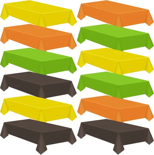 Miniatura 12 de Patelai 6 manteles de plástico desechables de Acción de Gracias para mesas rectangulares, manteles de mesa de otoño para Acción de Gracias y Naranja