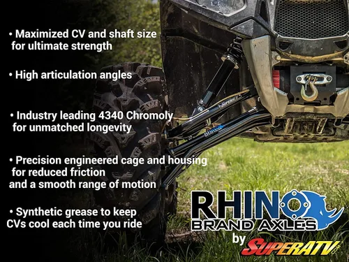 Miniatura 3 de SuperATV Eje trasero Rhino de alta resistencia para Honda Pioneer 1000/1000-5 2016-2021, eje trasero izquierdo, fabricado con acero cromado 4340