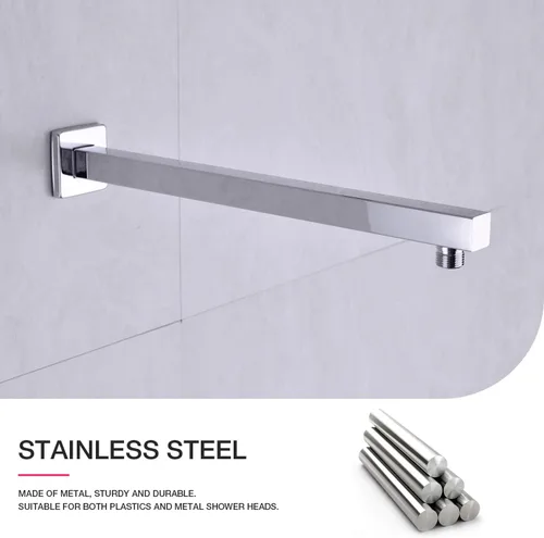 Miniatura 3 de Brazo de ducha con brida de acero inoxidable de 16 pulgadas, brazo de extensión de ducha para baño, tubo montado en la pared para cabezal de ducha
