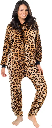 Miniatura 3 de Footed Pajamas - Sudadera con capucha para adultos Cheetah Spots Chenille sin pies de una pieza