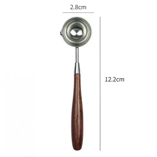 Miniatura 3 de Mceal Cuchara de sello de cera inoxidable con mango de madera 3 piezas