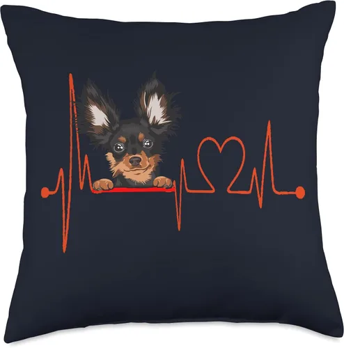 Miniatura 5 de Russian Toy Terrier Owners & Lovers Gifts & Tees Russian Toy Terrier Heartbeat EKG My Dog is My Valentine - Almohada de 16 x 16 pulgadas, multicolor