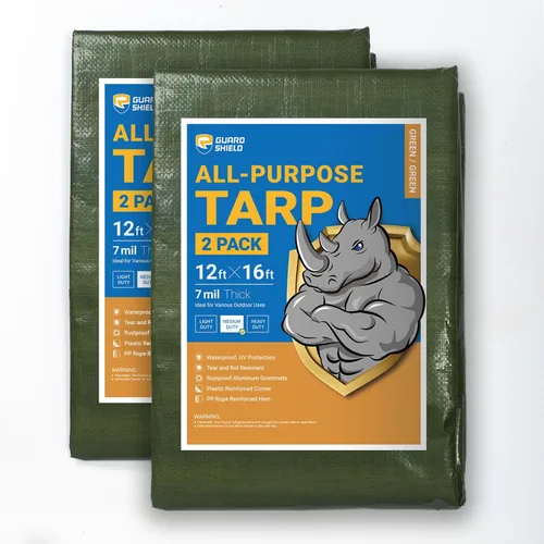 Miniatura 83 de GUARD SHIELD Lona blanca de 20 x 20 pies, cubierta de lona de polietileno de uso medio y multipropósito de 7 mil Blanco