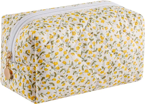 Miniatura 21 de Bolsa de maquillaje de viaje para mujeres y niñas, bolsa de maquillaje con cremallera, flores florales, organizador de maquillaje, bolsa de tela