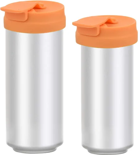 Tapas delgadas de silicona para latas delgadas, protector para latas delgadas, botellas de cerveza, refrescos, bebidas energéticas (naranja, 2 2