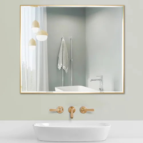 Miniatura 19 de LEDLUX Espejo de baño negro de 24 x 32 pulgadas, espejo sin cobre, marco de metal, espejo rectangular montado en la pared, espejo moderno