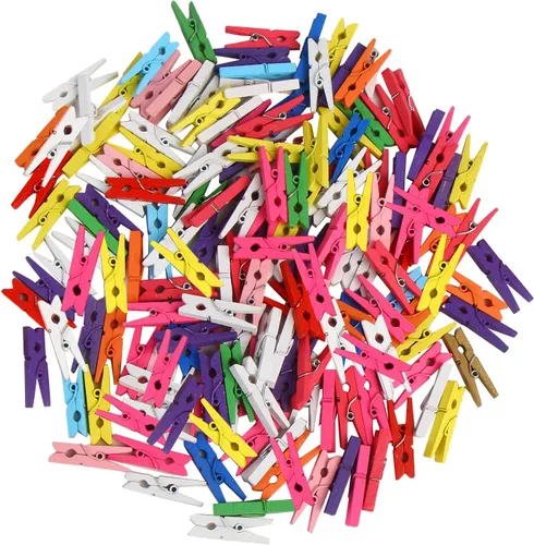 Miniatura 8 de KIMOBER 200 mini pinzas de madera para ropa, colores mezclados, pequeños pasadores para manualidades, fotos, papel