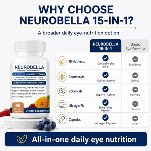 Miniatura 5 de Neurobella Fórmula Avanzada 15 en 1 para Ojos Apoyo Nutricional, 60 Cápsulas Contiene carotenoides (luteína, zeaxantina, etc. ), extracto