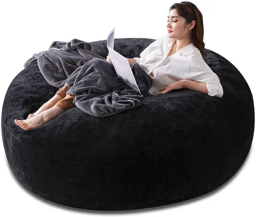 Miniatura 36 de Puf de 3 pies, puf con relleno, espuma viscoelástica altamente resistente, puf redondo de felpa, mueble para sala moderna, silla de lectura de ocio