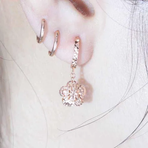 Miniatura 6 de SAGEKING 2024 New 585 Purple Gold Plated 14K Rose Gold Openwork Double Sided Flower Snowflake Earrings For Women Fashion Ear Buckle Charm Jewelry