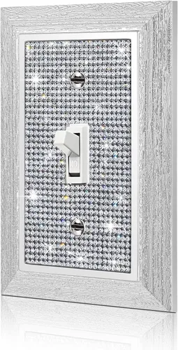 1 pieza Placas de pared con diamantes de imitación brillantes Cubierta de interruptor de luz Placa decorativa de pared con palanca única Placas de
