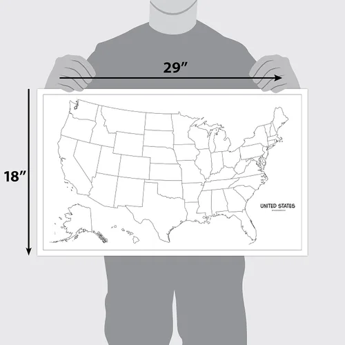 Miniatura 2 de Póster en blanco con diseño de mapa de Estados Unidos laminado, 18 x 29 pulgadas (solo para uso con marcadores de borrado húmedo)