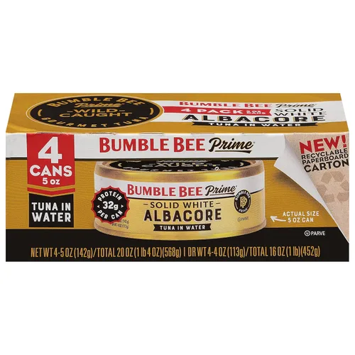 Miniatura 15 de BUMBLE BEE Atún blanco sólido de primera calidad en agua, bajo en sodio, atún enlatado, alimento rico en proteínas, lata de 5 onzas