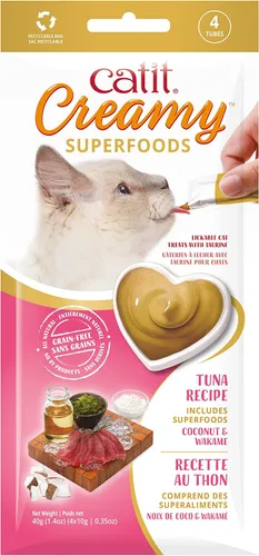 Miniatura 13 de Catit Creamy Superfood Lickable Cat Treat - Golosina hidratante y saludable para gatos de todas las edades, surtido, paquete de 8