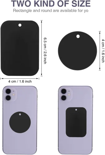 Miniatura 2 de Weewooday 24 placas de metal para teléfono, soporte magnético para automóvil, soporte magnético con soporte adhesivo para soportes magnéticos