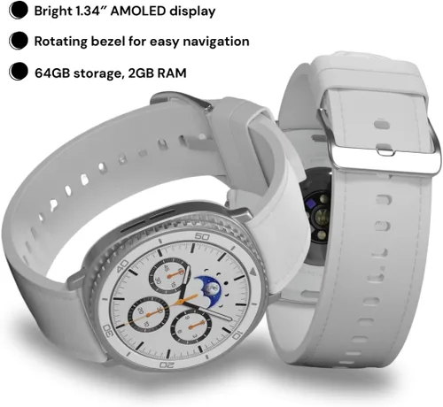 Miniatura 6 de Samsung Galaxy Watch 8 Classic 1.811 in, bisel giratorio Reloj inteligente AI con AMOLED de 1.34 pulgadas, Wi-Fi, Bluetooth, rastreador de Blanco