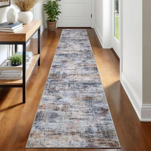 Miniatura 135 de IOHOUZE Alfombra pequeña abstracta de 2 x 3 pies, alfombra de entrada lavable para entrada interior, alfombras con respaldo de goma, alfombra gris