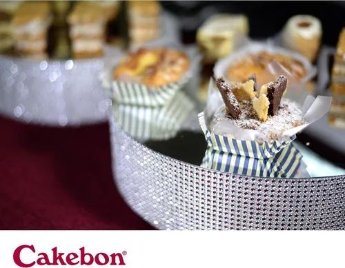 Miniatura 3 de Cakebon Soportes para tartas, color plateado de 12 pulgadas con diamantes de imitación para pasteles y pasteles, espuma de poliestireno ligera