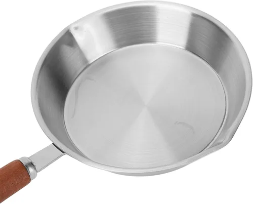 Miniatura 8 de Sonew Mini sartén de acero inoxidable, sartén antiadherente con mango de madera maciza para cocina de inducción, sartén portátil para restaurante