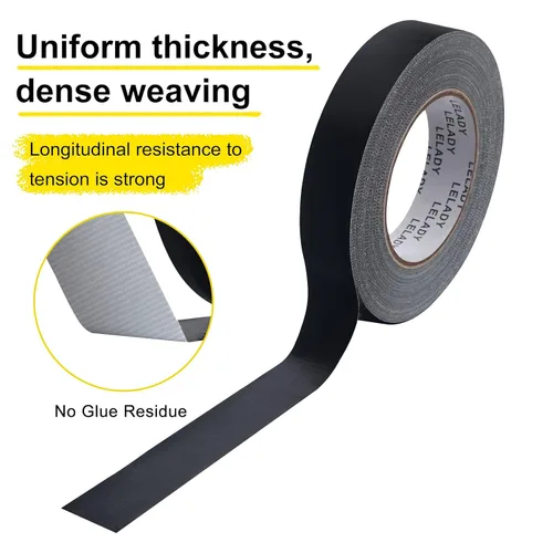 Miniatura 5 de Cinta adhesiva de 1 pulgada x 40 yardas, 2 rollos, negro, resistente, sin residuos, impermeable para embalaje, uso industrial y profesional