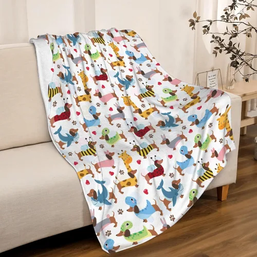 Miniatura 2 de Linda manta de franela de perro salchicha para niños, adultos, adecuada para sofá, cama, campamento, viajes, todas las estaciones, 30 x 40 pulgadas