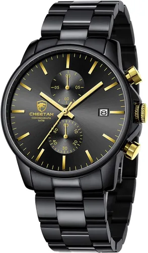 Miniatura 19 de GOLDEN HOUR Fashion Business - Relojes para hombre con cronógrafo, a prueba de agua, de acero inoxidable, reloj de cuarzo, con fecha automática