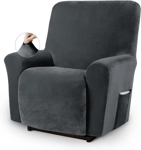 Miniatura 8 de Asnomy Fundas para Silla Reclinable Lazy Boy con Bolsillos, Fundas Elásticas de Terciopelo para Sofá, Fundas de 1 Pieza para Muebles, Protector