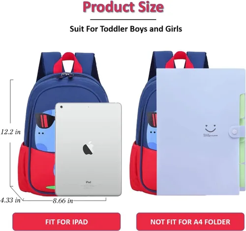 Miniatura 2 de POWOFUN Mochila de viaje preescolar para niños pequeños, rojo, (Dinosaur Red), S, Viajar