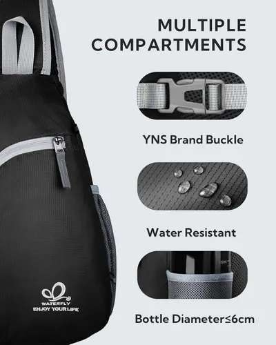 Miniatura 2 de Bolso de hombro WATERFLY, morrales, bolsos, mochilas triangulares cruzadas sobre el cuerpo, de soga, para senderismo o mochilas multiuso y bolsa
