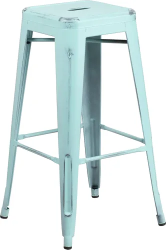 Miniatura 19 de Flash Furniture Lily - Juego de 4 taburetes de bar de metal rojo sin respaldo de 30 pulgadas de alto grado comercial para interiores y exteriores