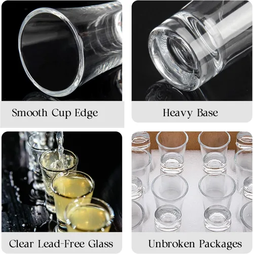 Miniatura 5 de Paquete de 18 vasos de chupito, base pesada de 2 onzas para whisky, tequila, vodka, espresso, vasos duraderos para el hogar, bares y fiestas