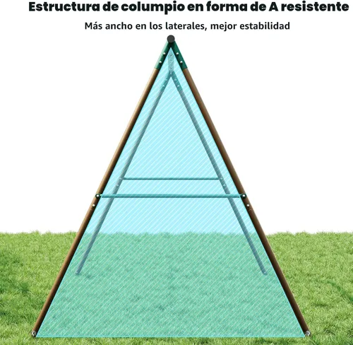 Miniatura 4 de Hapfan Juegos de columpios para patio trasero con columpio de platillo de plataforma de 45 pulgadas y columpio de cinturón, conjunto de columpios