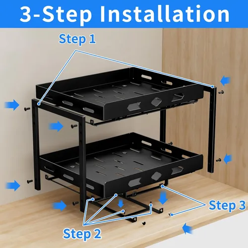 Miniatura 4 de BOIVSHI Organizador de especias para gabinete, estante de especias de armario de 2 niveles, estante vertical de especias extraíble de altura