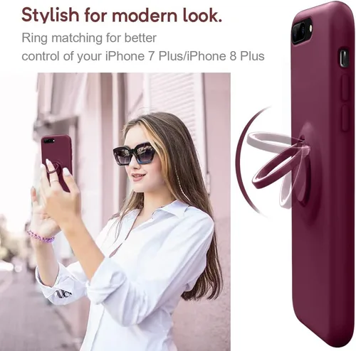 Miniatura 2 de MOCCA - Funda protectora con soporte de anillo, forro de microfibra supersuave y antiarañazos, de cuerpo completo y a prueba de golpes para iPhone 7