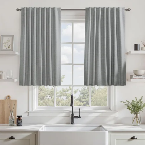 Miniatura 98 de UHITECH Cortinas opacas de 35 pulgadas de largo para sala de estar, 2 paneles, cortina opaca corta para cocina para ventanas pequeñas, cortinas