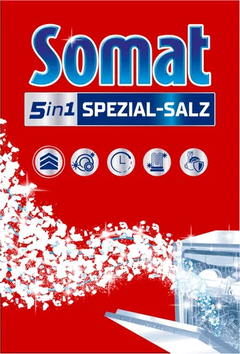 SOMAT Sal especial (2.6 lbs), sal de lavavajillas para un rendimiento más fuerte en el lavado, suavizante de agua para lavavajillas funciona contra
