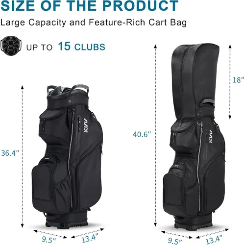 Miniatura 5 de KVV Bolsa Organizadora de Carrito de Alta Gama, Bolsa de Golf Silenciosa Premium con Asas Duales, 14 Ranuras de Bloqueo para Clubes para Hombre