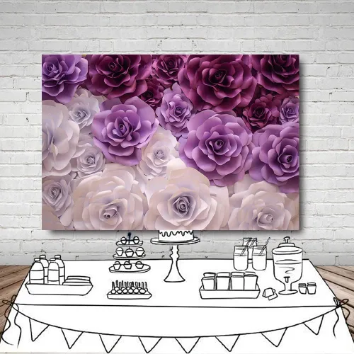 Miniatura 4 de MEHOFOND Fondo de fotografía de rosas de 10 x 7 pies, color morado y blanco, para niña, cumpleaños, mujer, retrato de fondo para boda, despedida