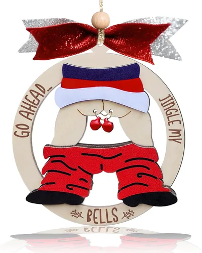 Divertido adorno de Navidad de Papá Noel, decoración de árbol de madera traviesa para adultos, perfecto para Papá Noel sucio/elefante blanco,