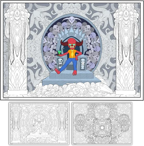 Miniatura 6 de Young N Refined Paquete de 2 pósteres gigantes para colorear de flores y collages de mandala, versión enrollada (18 x 33)