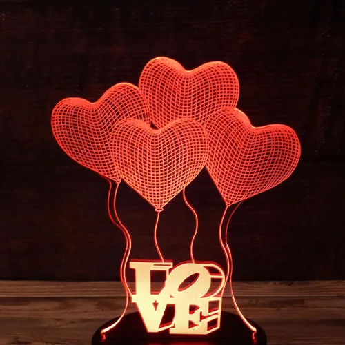 Miniatura 5 de Globo de amor romántico 3D acrílico para base de lámpara LED (solo acrílico. Base LED se vende por separado)