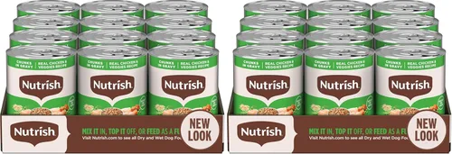 Miniatura 14 de Nutrish Rachael Ray Comida Húmeda para Perros Trozos en Salsa Receta de Pollo Real y Verduras, Lata de 13 oz., Paquete de 12
