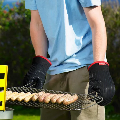 Miniatura 7 de Juego de guantes de horno y soportes para ollas, guantes de cocina resistentes al calor y soportes para ollas, juego de guantes de horno de silicona